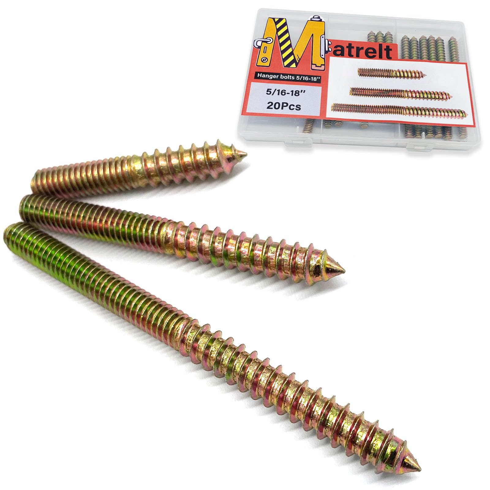 41 Pack Hanger Bolts - 1/4-20" Wood Screws & Driver -10