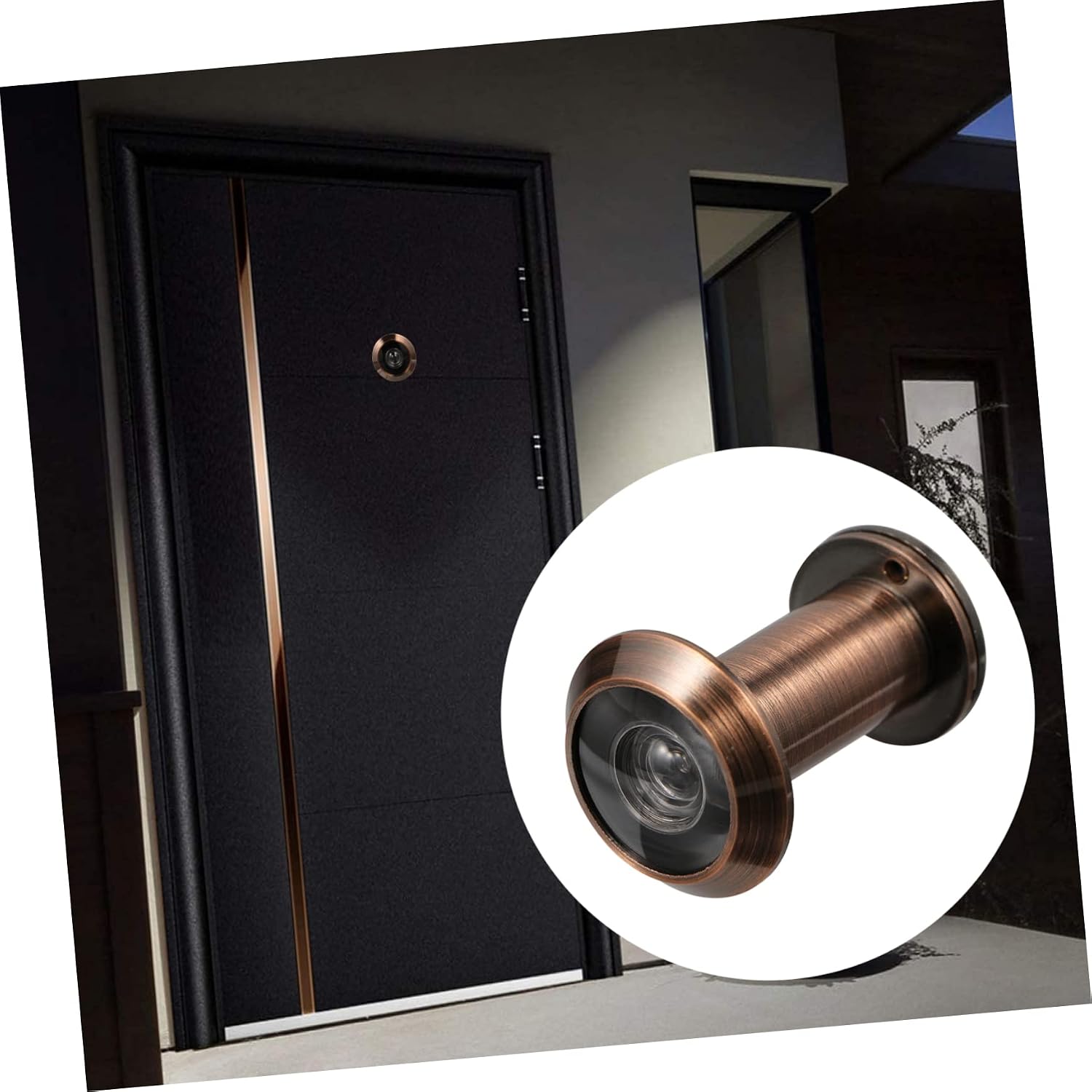 Copper Door Viewer with Cover Large Viewing Angle Security Peephole | Modern Front Door Monitoring, Privacy Lid Design, Red Finish, Entrance Use, Home Hardware Accessory
