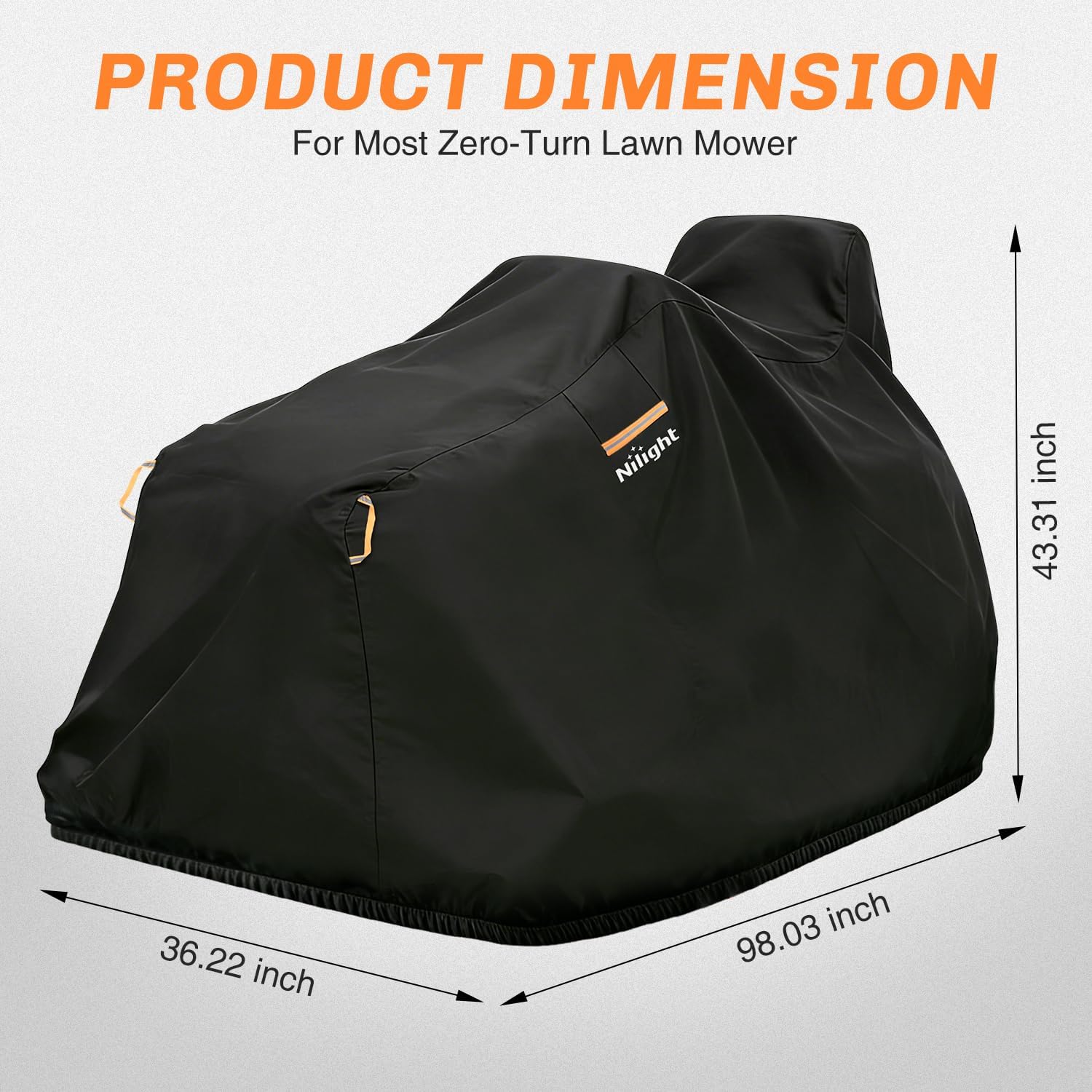 Nilight Riding Lawn Mower Cover 90 Inch, 420D Waterproof Heavy Duty Extra Long Tractor Cover with Bagger, UV Protection