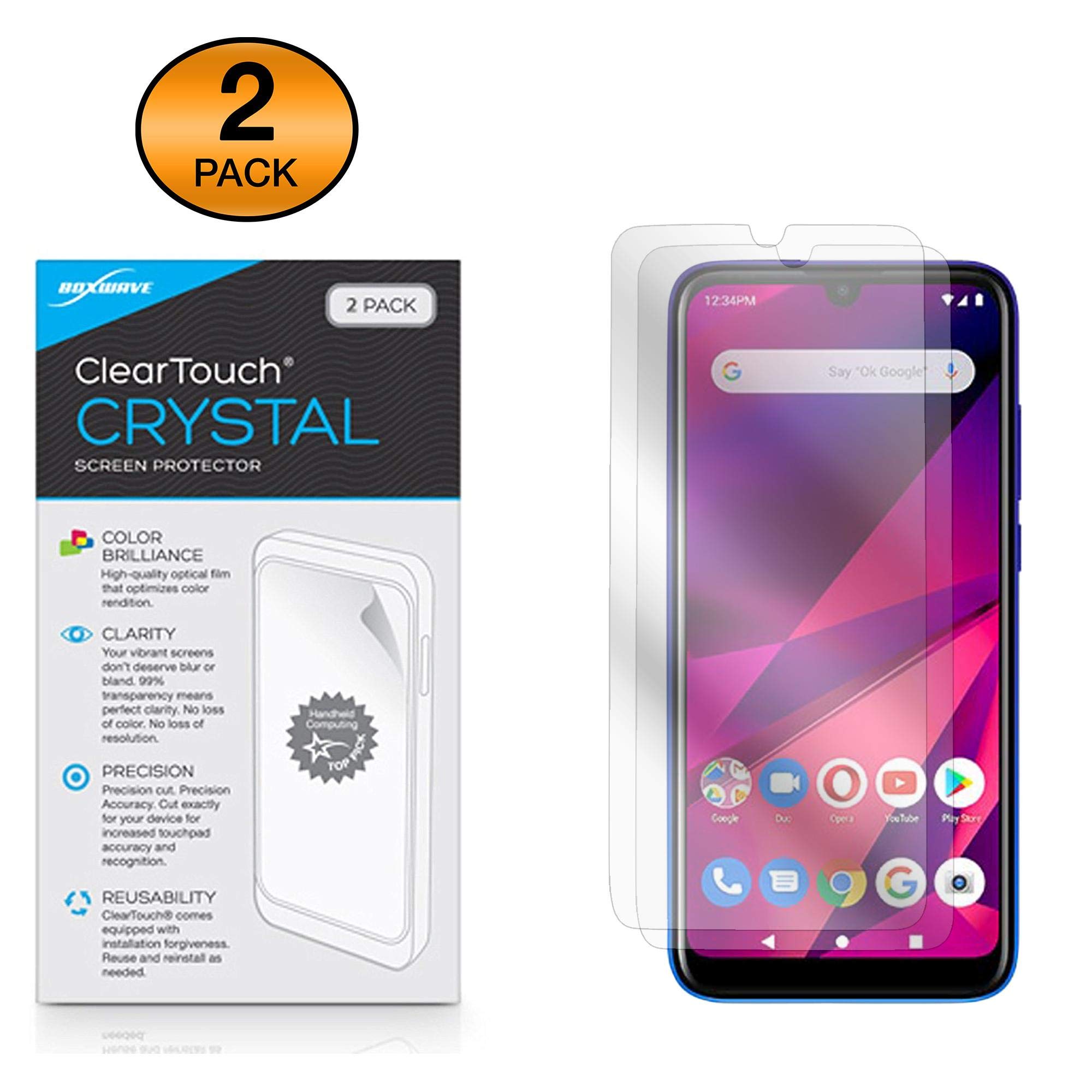 BLU G60 Screen Protector, BoxWave [ClearTouch Crystal (2-Pack)] HD Film Skin - Shields from Scratches for BLU G60