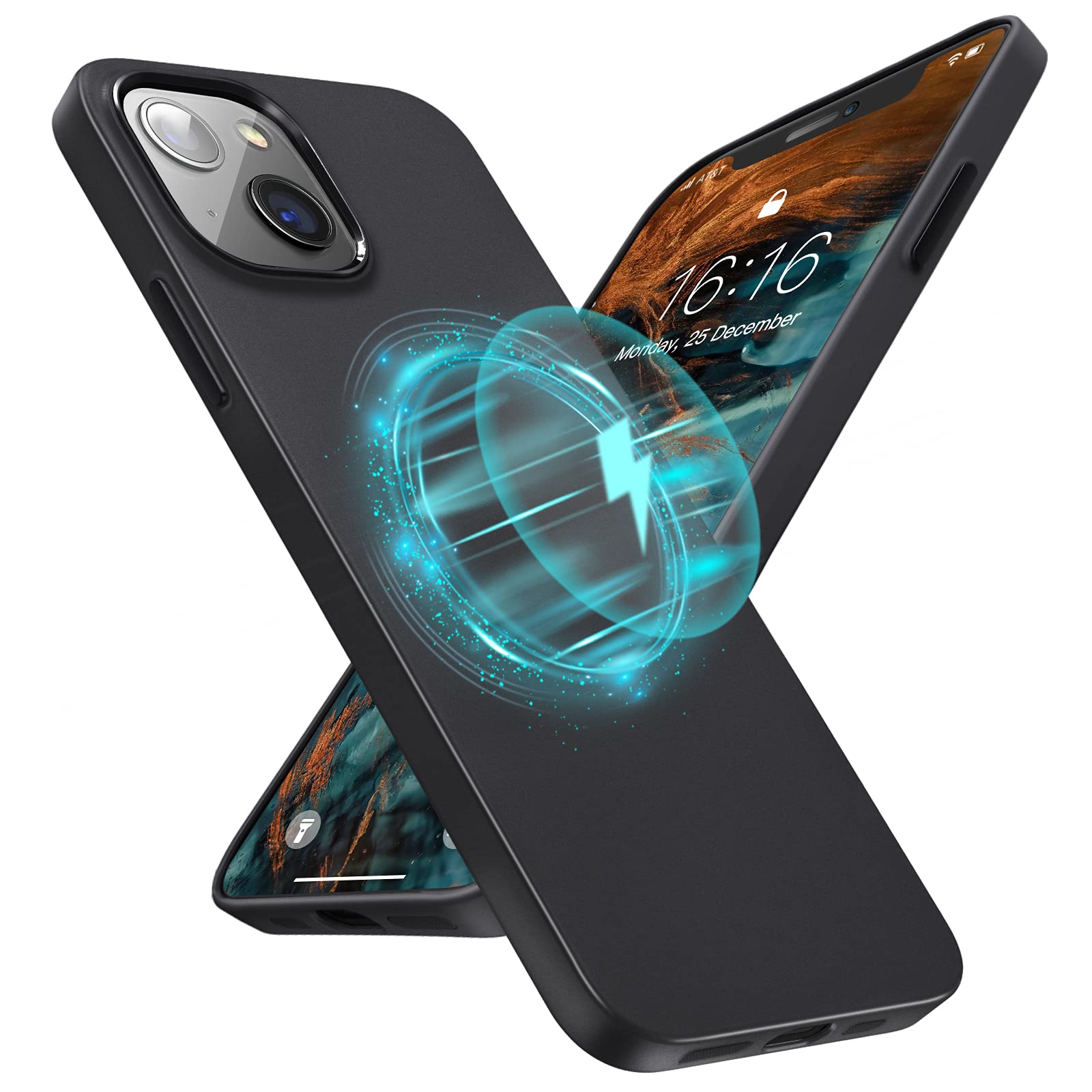 JASBON Mag Series Case for iPhone 13 (2021 Release) 6.1 Inch,Premium Hybrid Protective Case,Magnetic Wireless Charging,Compatible with Magsafe,Black