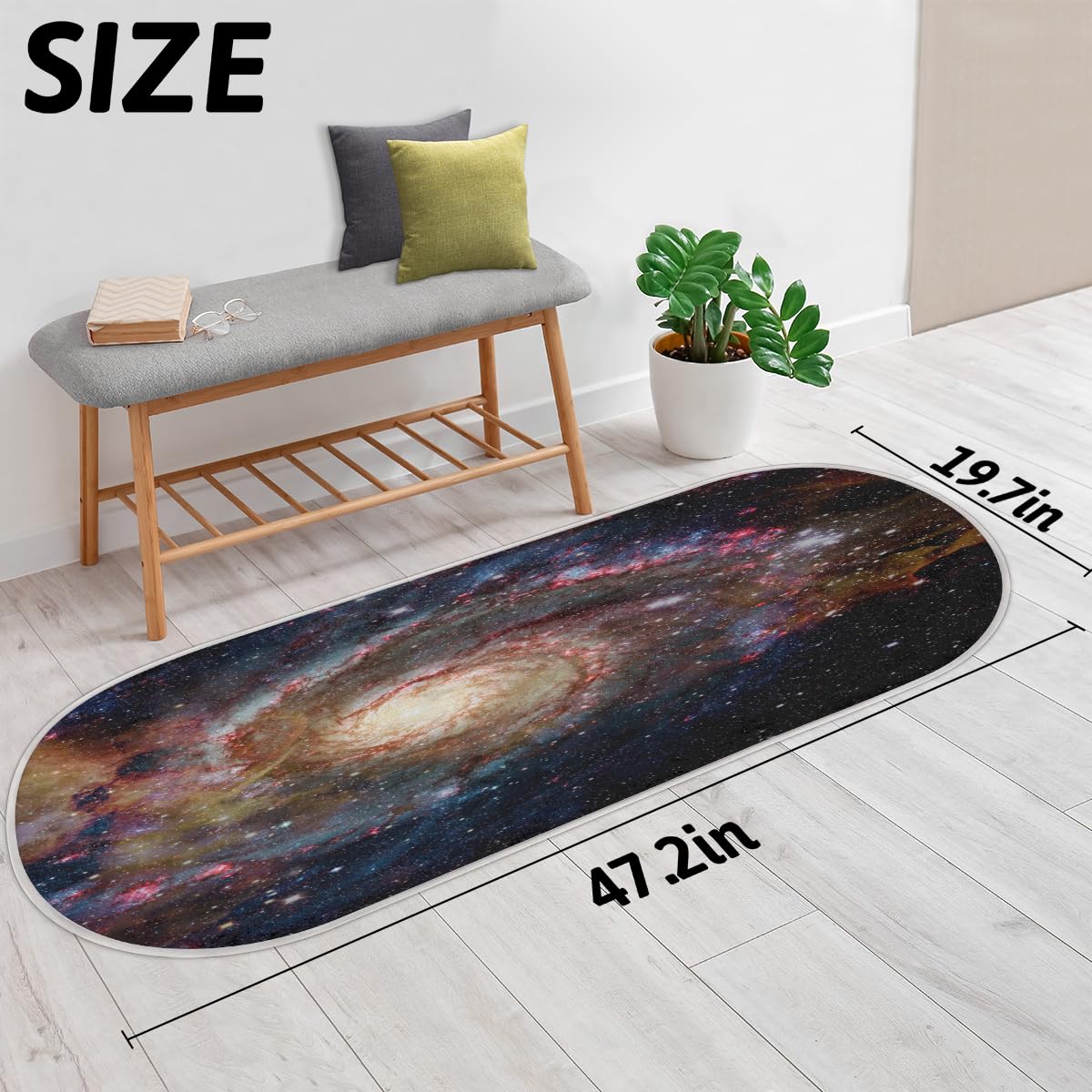 TropicalLife Cosmos galaktyka mgławica dywanik mata 50 x 120 cm, galaktyka długie włosy pogrubione dywaniki do pokoju kuchni domu łazienki wewnątrz antypoślizgowa mata podłogowa dywaniki