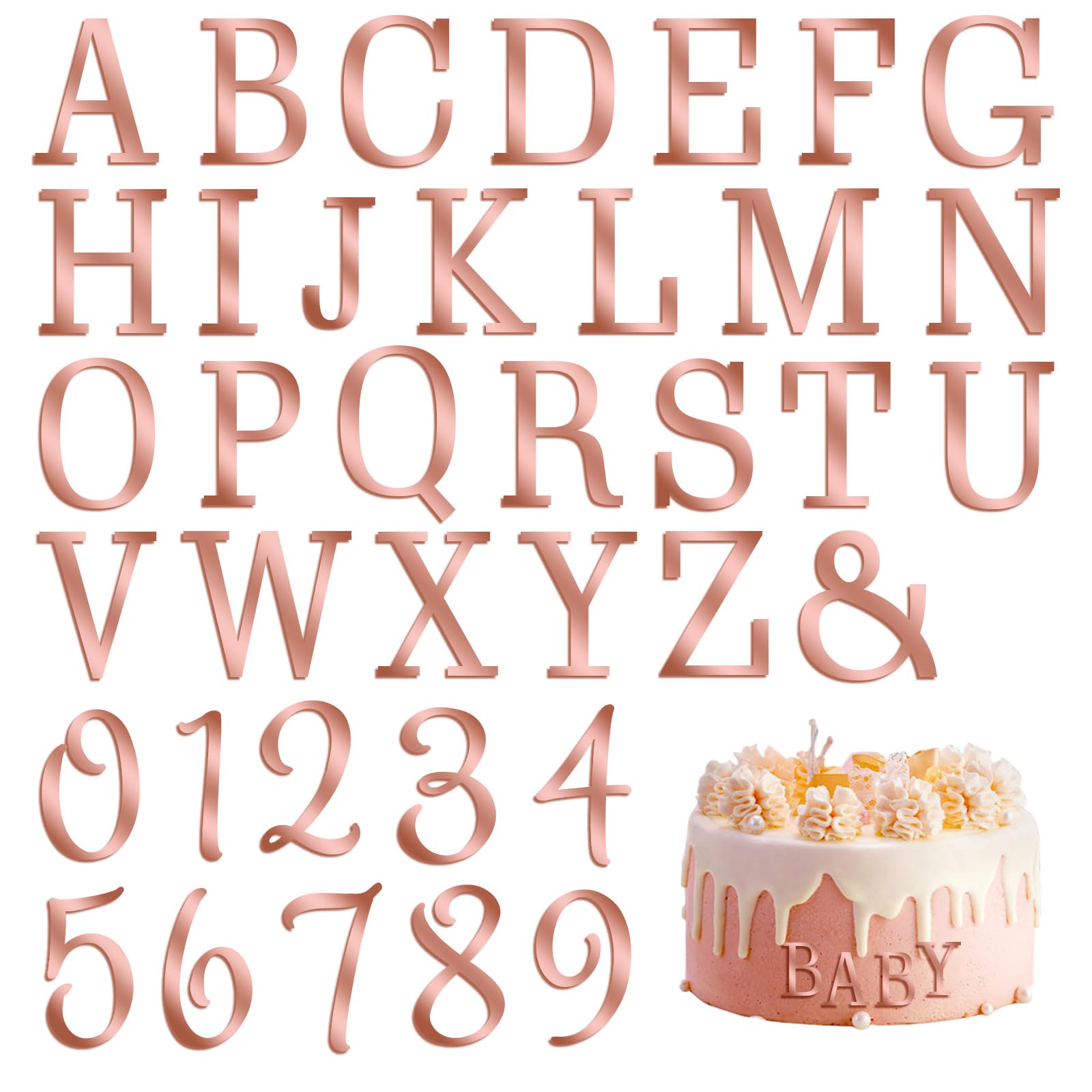 124-teiliges Acryl-Buchstaben-Set Für Torten - Inkl. A-Z & Zahlen 0-9 Für Personalisierte Kuchen-Deko | Geburtstag, Hochzeit, Party