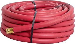 UltraMax Commercial Garden Water Hose 75 ft, Rubber, Flexible, Anti-Kink, 200 psi WP, 800 psi BP, H75-075R, ¾ Inch x 75 ft GHT, Red