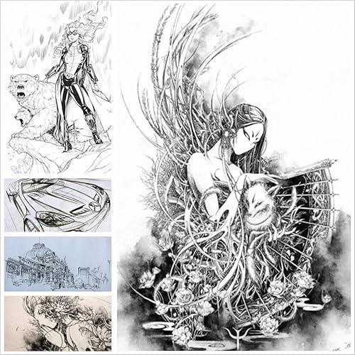 Miniatura 7 de SAYEEC Juego de 10 bolígrafos negros con punta fina, punta fina, bolígrafos de tinta de varios tamaños, punta de pigmento, bolígrafos de dibujo para