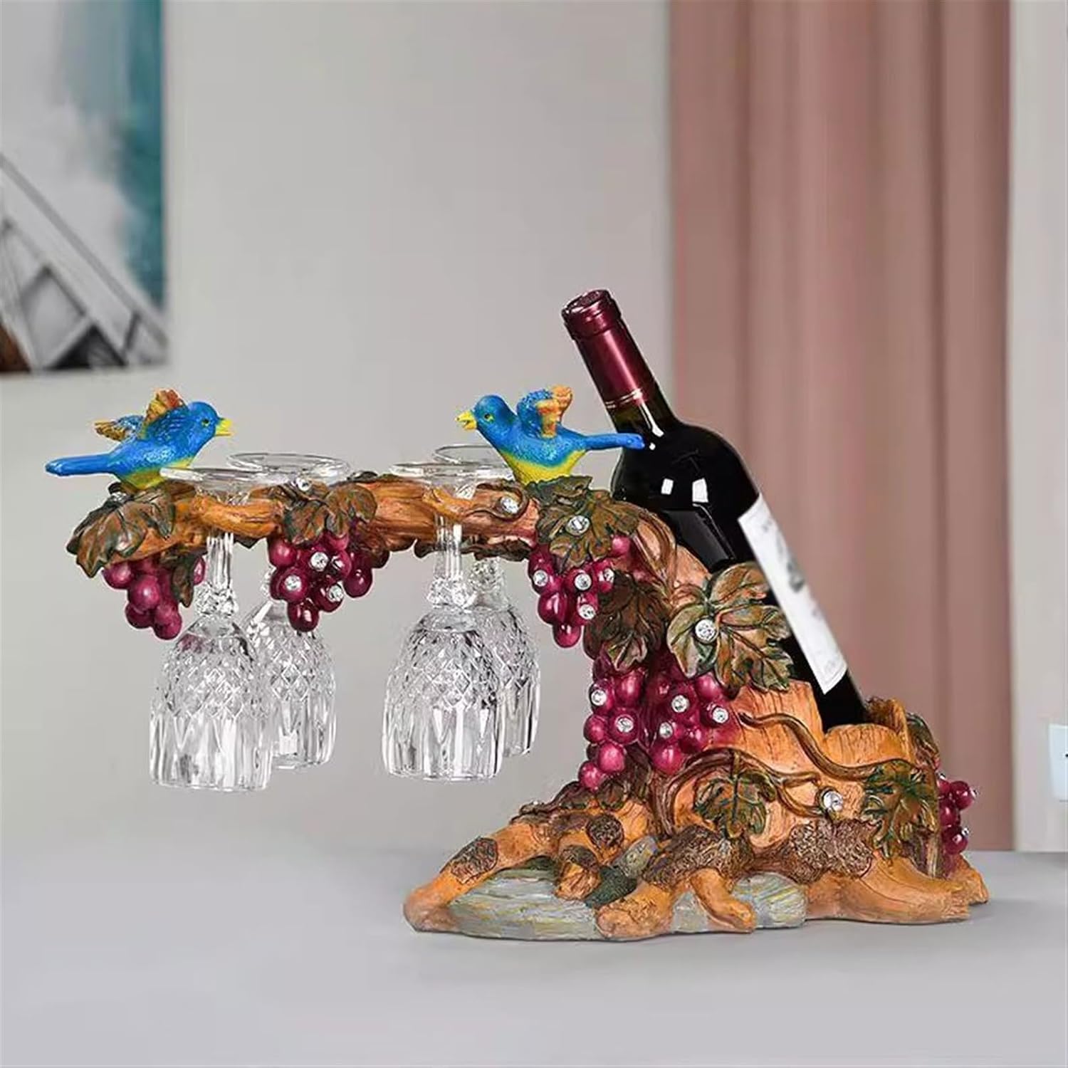 Wine Bottle Storage Wine Rack Ornaments Living Room Home Entrance Partition Wine Cabinet Decorations Creative Housewarming Wedding Gift Tabletop Wine Rack(Gold)