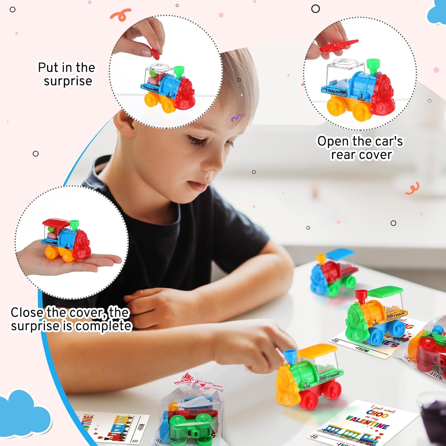 24 Sets Valentines Day Gifts for Kids Valentines Day Cards with Trucks, Goodie Bag Stuffers Gift Exchange School Classroom Prize Party Favor