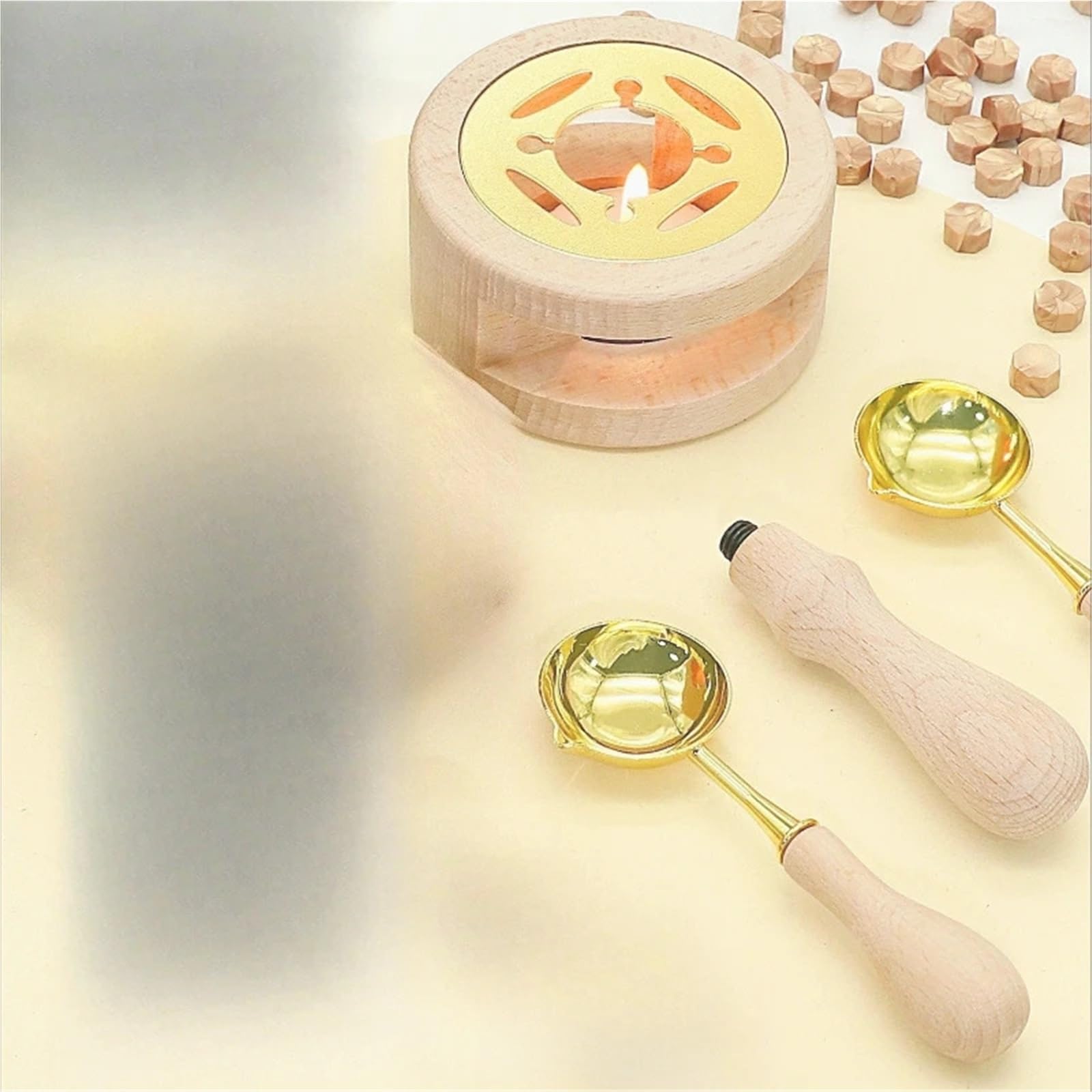 Ceralacca Kit Timbro Sigillo Di Ceralacca | Set di perline sigillanti teste, cucchiaio e fornello for buste regalo artigianali(106pcs set)