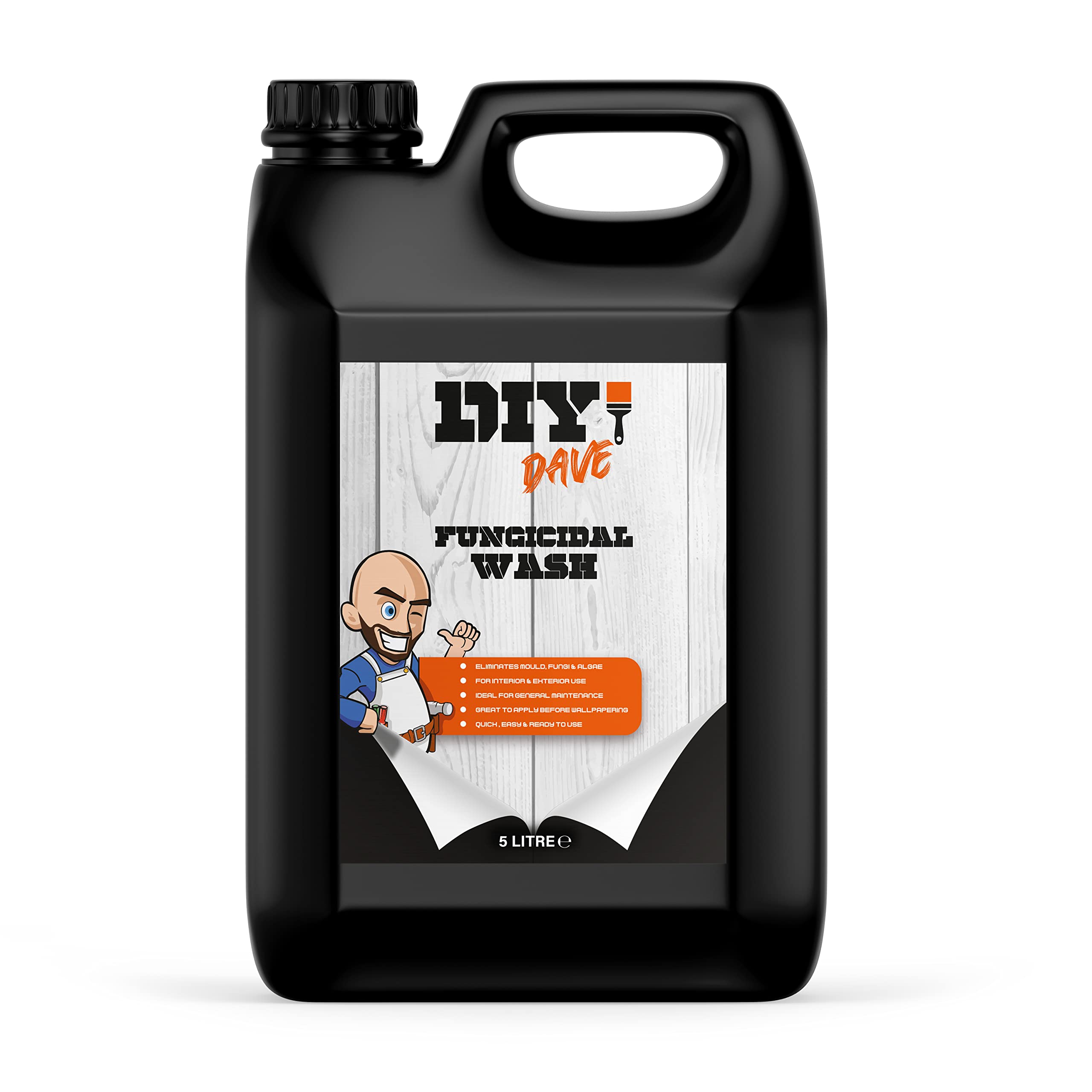 DIY Dave - Fungicidal Wash | High Strength, Ready for Use Against Fungi, Mould, Moss and Algae on Brick, Stone, Patio, Paving, Tiles, Internal and External Walls & Surfaces - 5 Litre