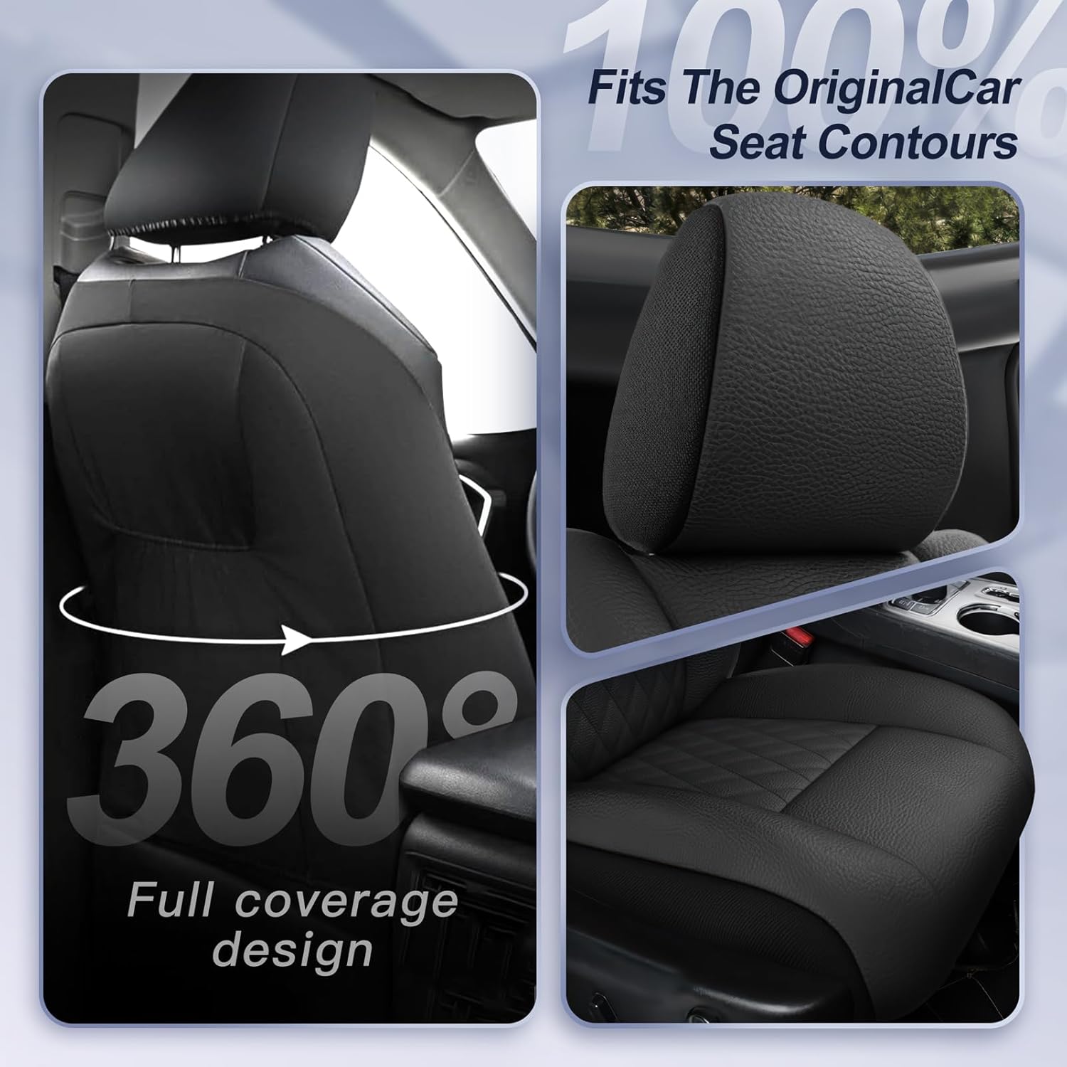 GIANT PANDA Front Faux Leather Seat Covers Custom Fit for Jeep Grand Cherokee WK2 2011-2021 Laredo Limited Overland Altitude Summit (2 Pack-Black)