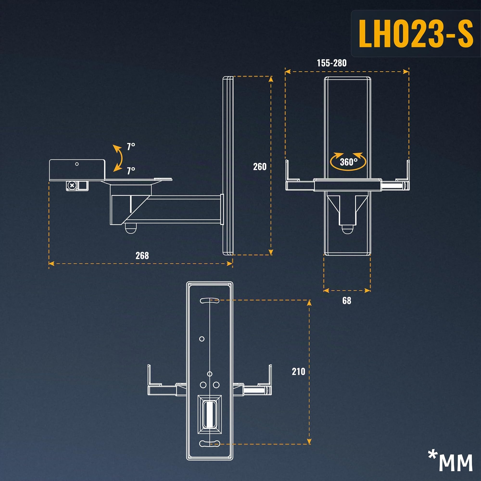 RICOO Soporte Altavoz para Pared Giratorio Inclinable Brazo para bafles WLAN airplay Speaker Wall-Mount Universal LH023-S Plata 2 Piezas