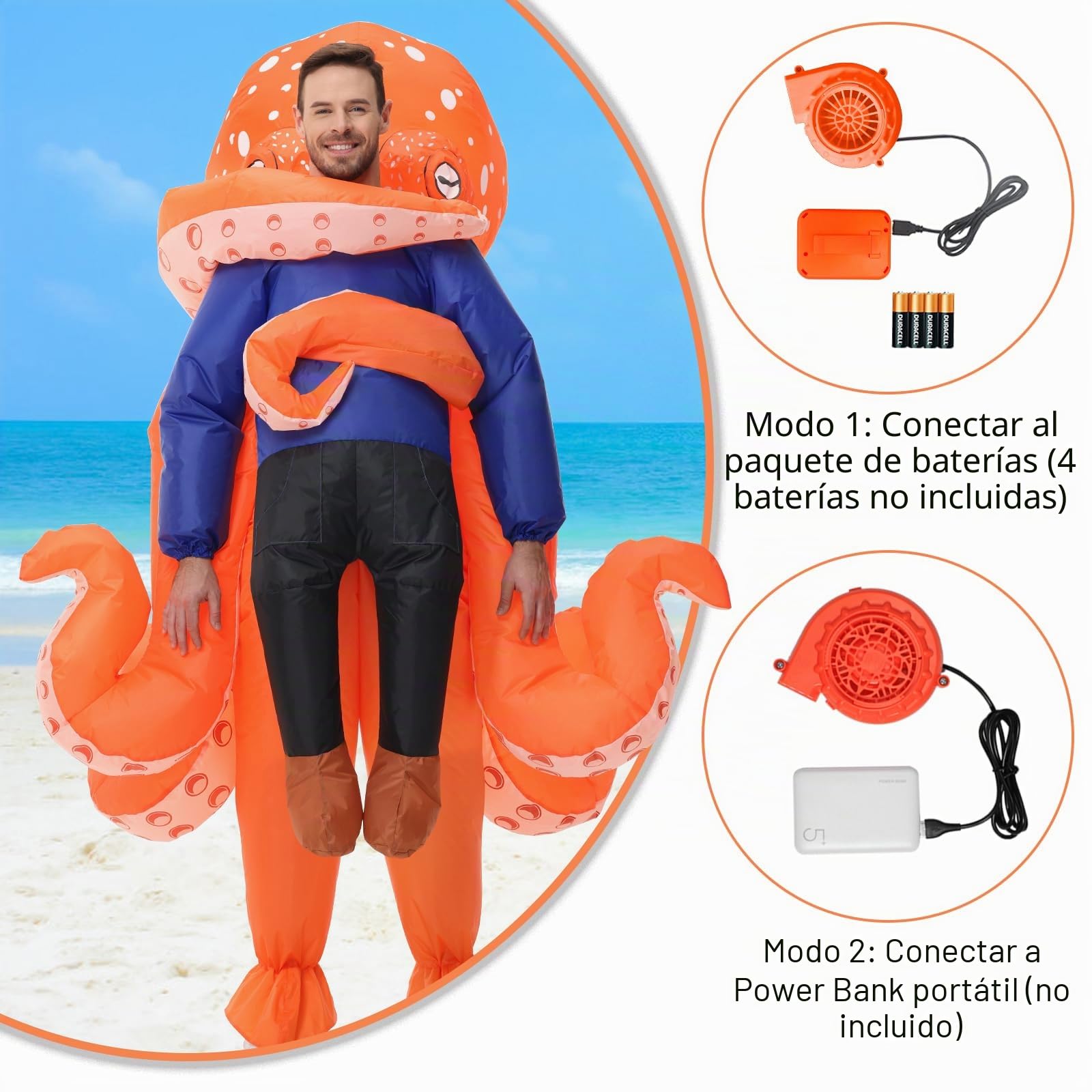 Poptrend Inflatable Octopus Costume for Adult, Inflatable Blow up Costumes Octopus Halloween Costumes Men Women Funny Fancy Dress Party Costumes