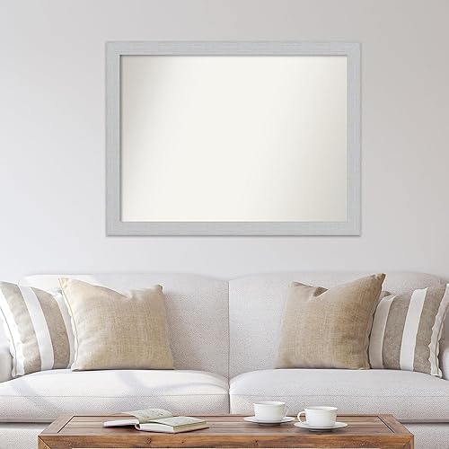 Miniatura 5 de Amanti Art Espejo de baño blanco para sobre el fregadero, 35 x 46 pulgadas, espejo rectangular blanco Shiplap, marco de madera de cabaña de gran