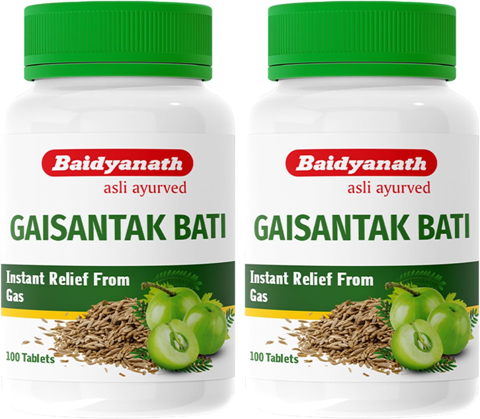 Baidyanath Gaisantak Bati - Instant Relief from Gas and Indigestion - 100 Tablets (Pack of 2)