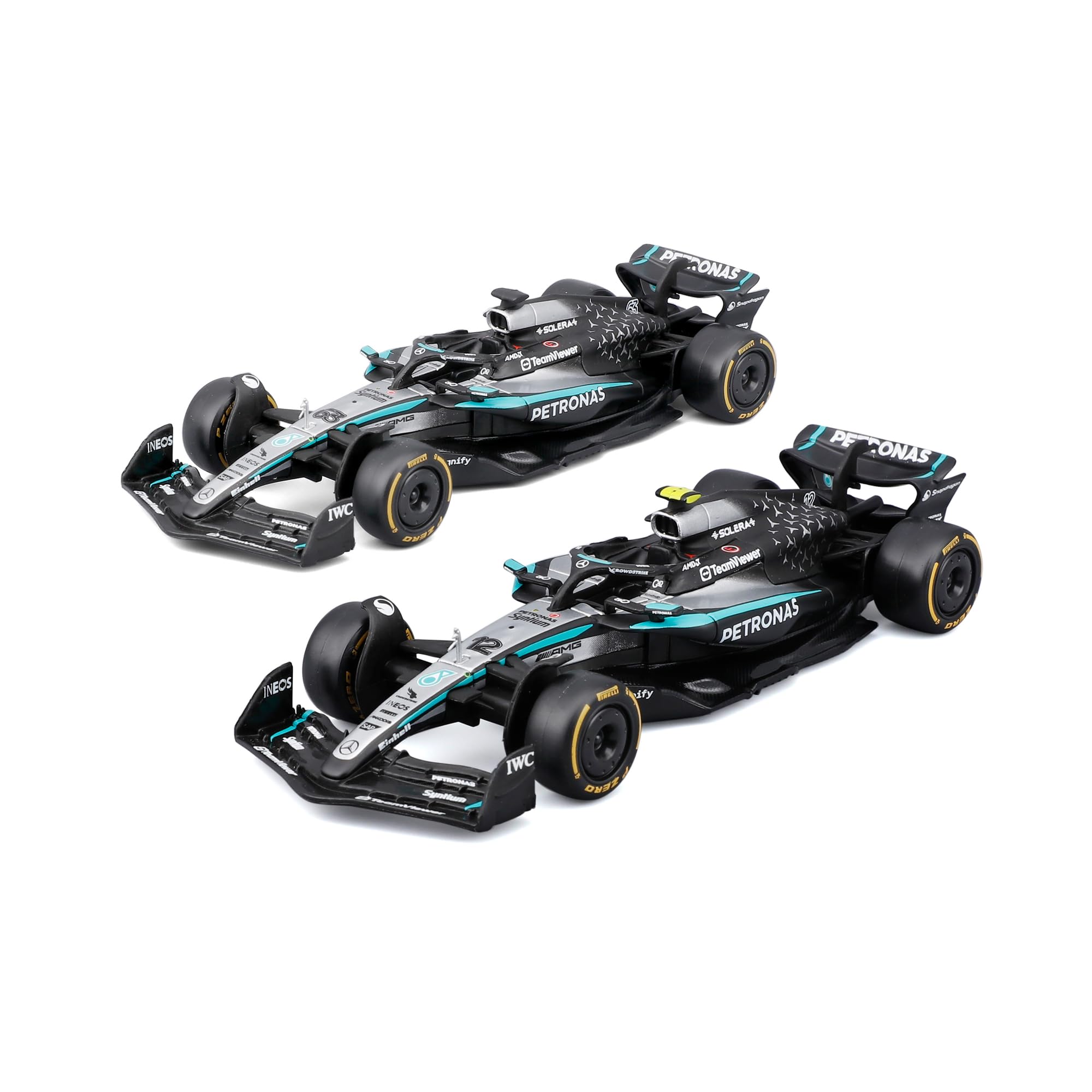 Bburago 1:43 Scale Mercedes-AMG F1 W16 2025 – George Russell & Kimi Antonelli Team Two-Pack | Official Mercedes Licensed Die-Cast Set | 2025 Formula 1 Collector's Set — image 1