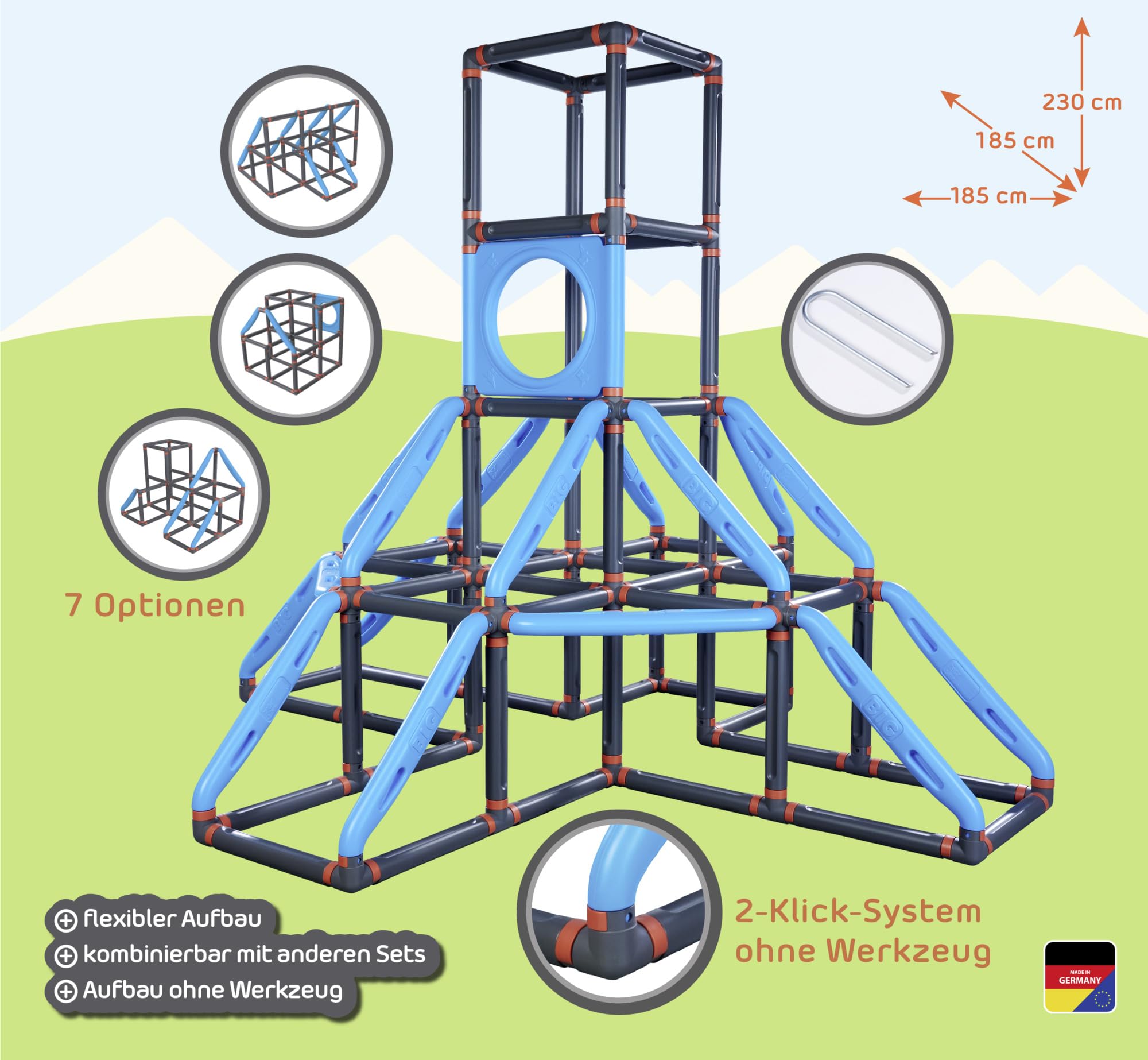 Torre De Escalada BIG Kraxxl Giant – Estructura Pirámide De 4 Niveles Con 299 Piezas, Soporta 100 Kg, Para Niños De 3 A 7 Años, Montaje Sin Herramientas