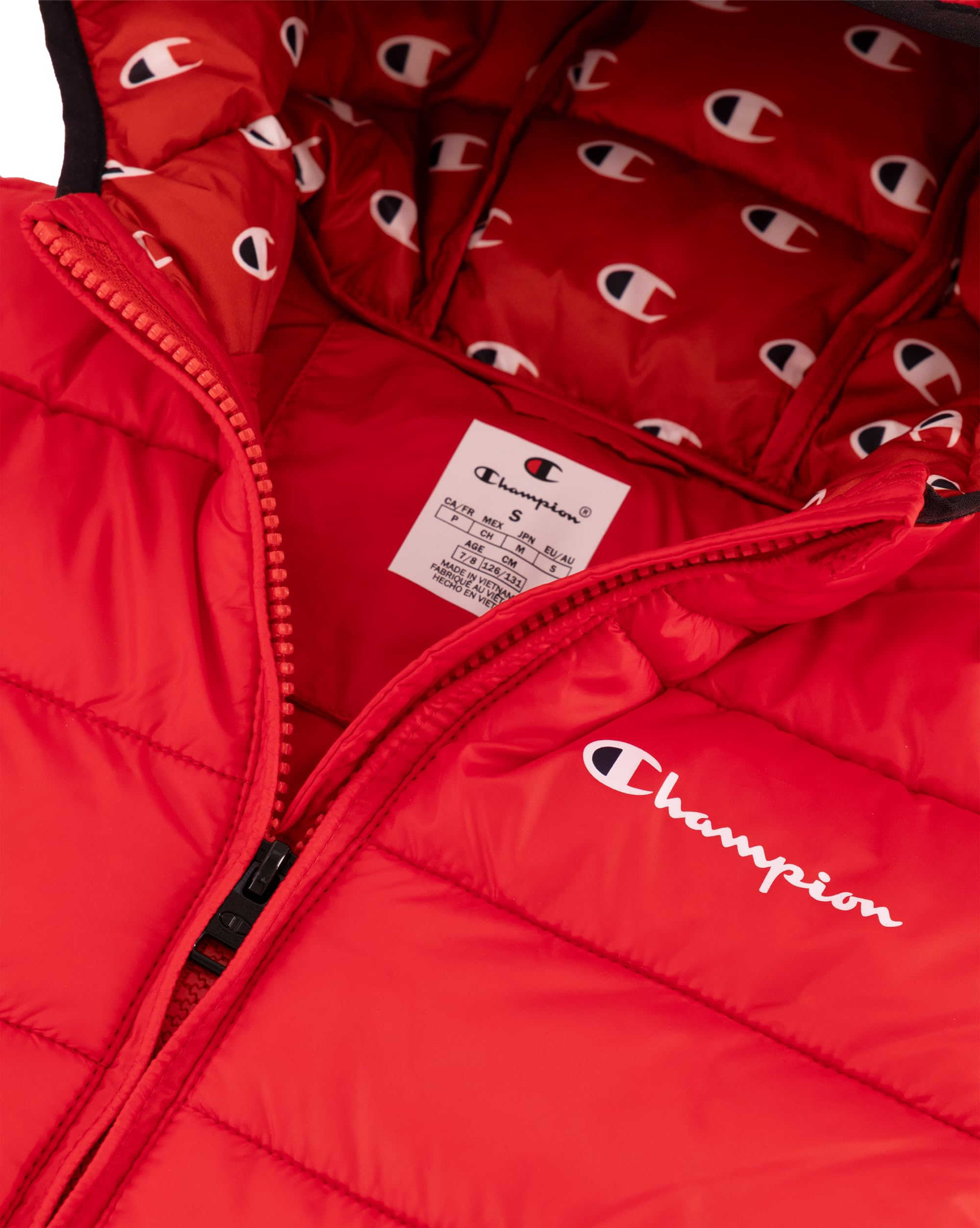 Champion Legacy Outdoor B (306868) - Wr Light Cirè 40gr Small Script Logo Hooded Giacca Unisex - Bambini e ragazzi