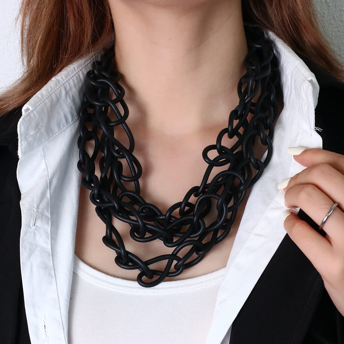 Collana Donna Ciondolo Catena Regalo Necklace Collane in Corda di Gomma Siliconica Marrone Colletto A Collo Corto di Tendenza per Donne Insolito Inverno