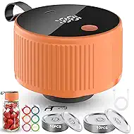 Electric Mason Jar Vacuum Sealer Kit, Automatic Jar Sealer for Wide and Regular Mouth Mason Jars, Portable Cordless Vacuum Sealer for Canning and Food Storage, Includes 20 Lids, 24 Labels, Orange