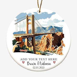 Personalized Couple Ornament –Cañon City-Colorado Map - Bridge Watercolor, Custom Name Couples, Christmas Keepsake Gift, Wedding, Birthday, Mother's Day 7y0xBV