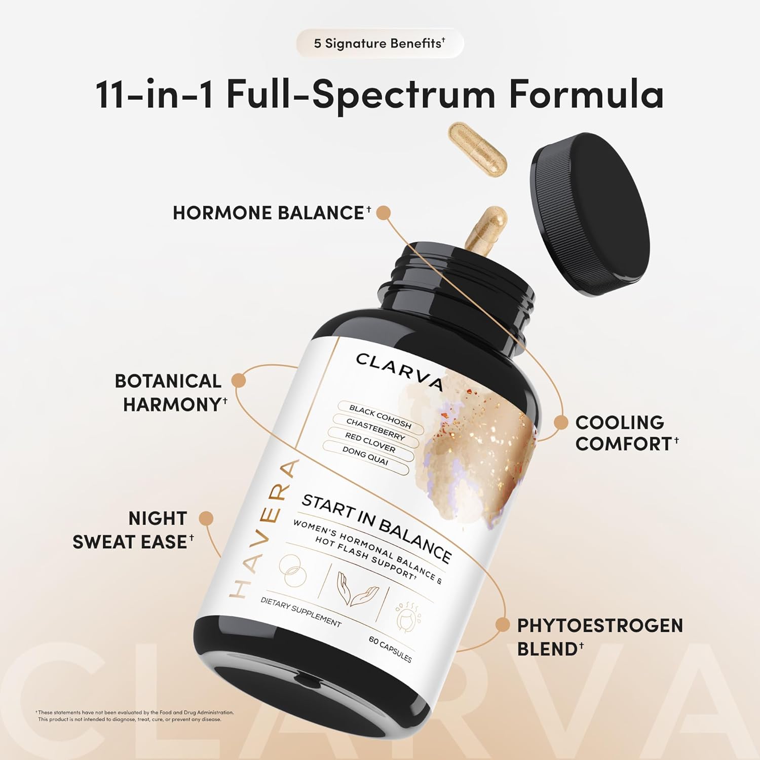 Havera – Hormone Harmony for Women, Menopause Relief & Perimenopause Supplement, Black Cohosh, Vitex Chasteberry, Red Clover, Dong Quai, Phytoestrogens, Hot Flash Support – 60 Capsules - Image 5