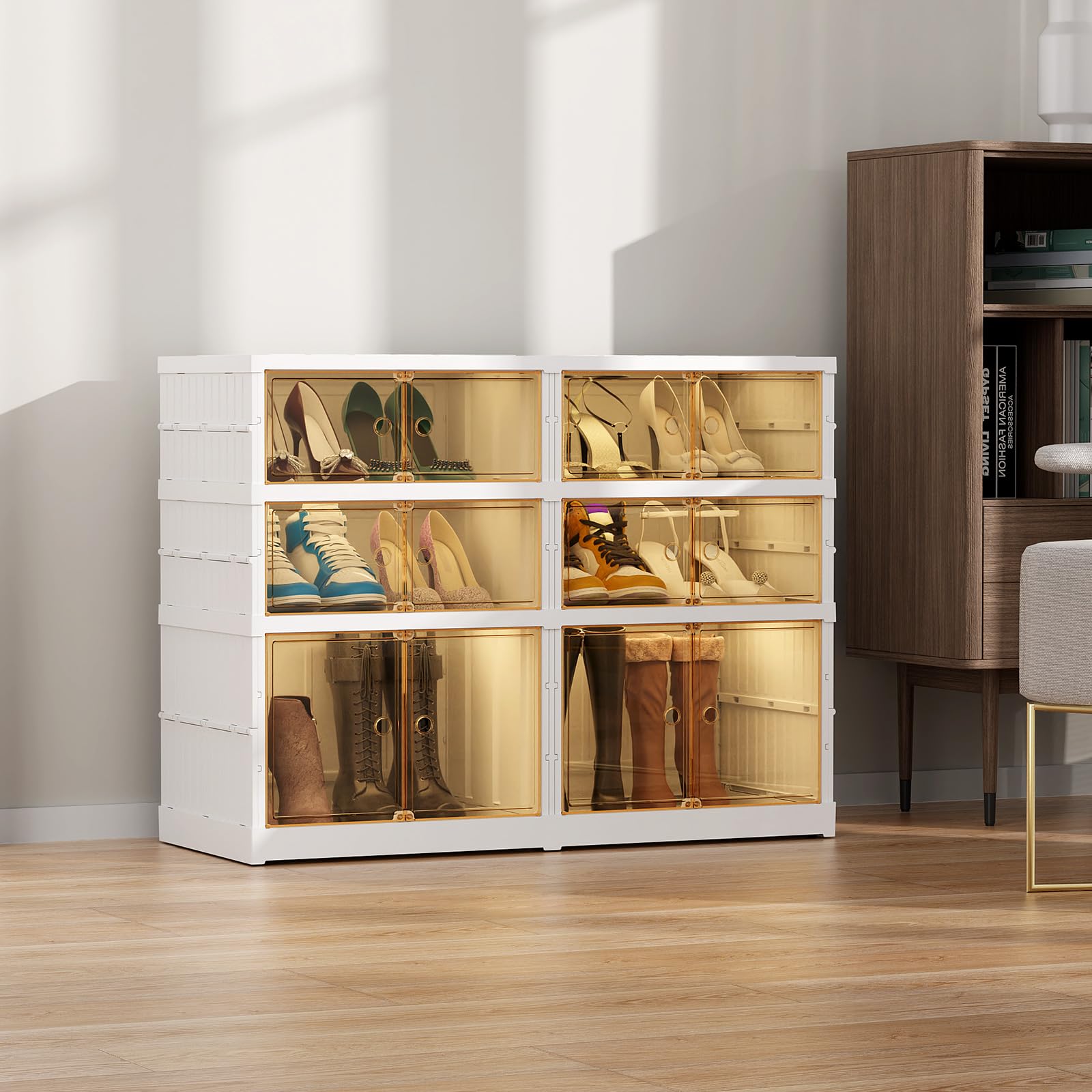 Snapklik.com : BROVIEW Plastic Shoe Storage Organizer Boxes 3 Tiers 12 ...