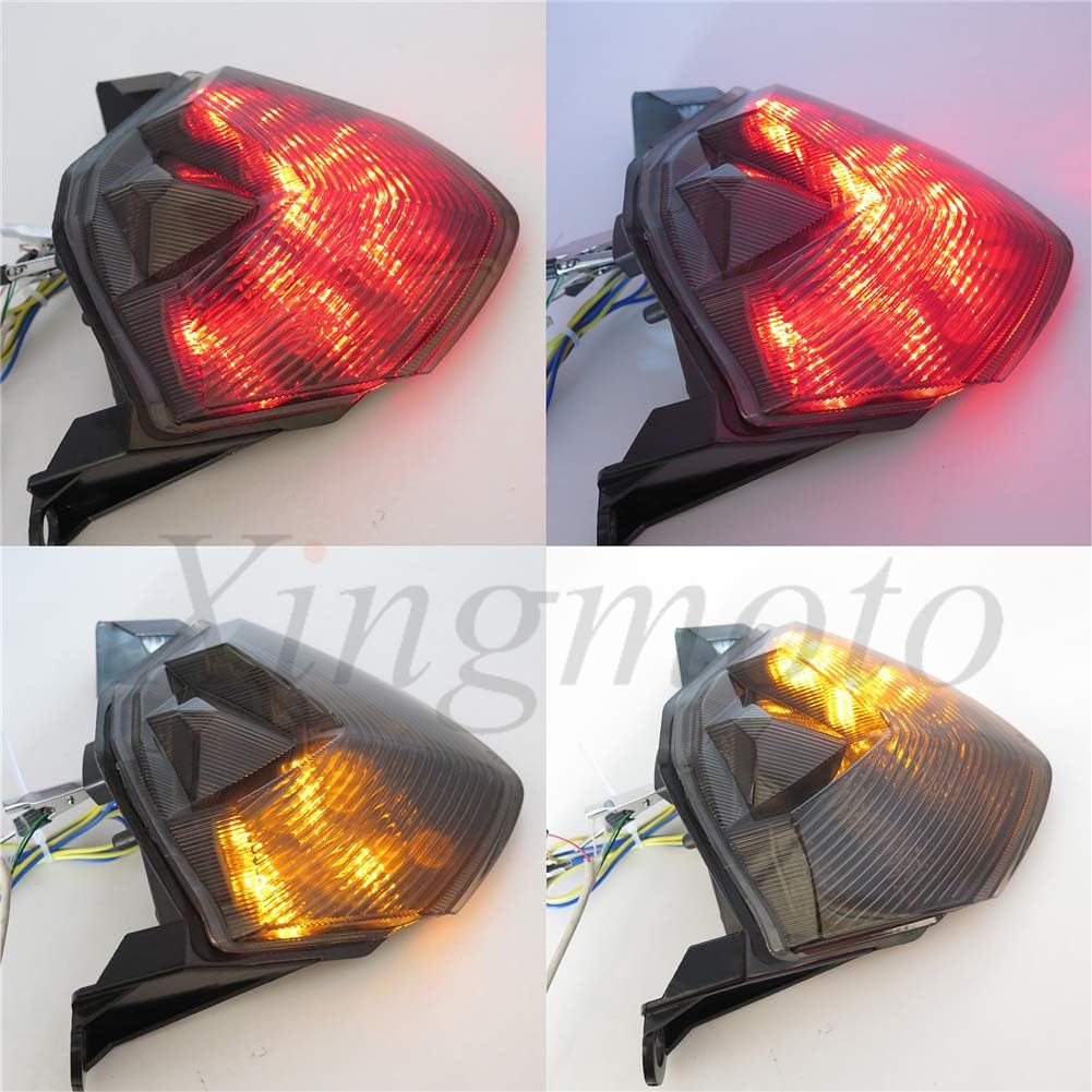 Motorcycle Smoke Led Tail Light Brake Light with Integrated Turn Signals Indicators for Kawasaki 07-12 Z750/07-08 Z1000/08-10 ZX-10R ZX1000/09-12 ZX-6R ZX600
