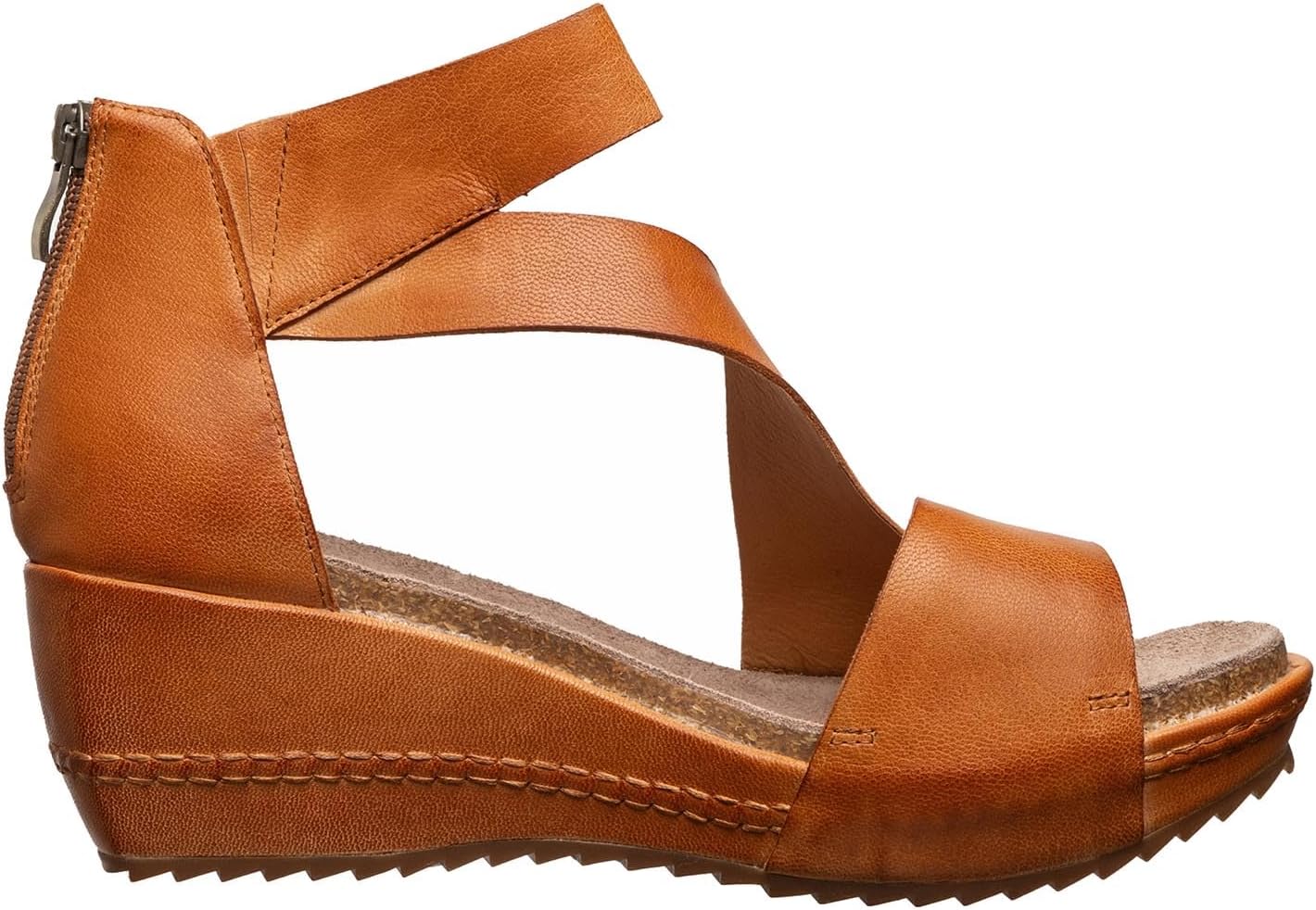 Antelope Women’s Davi Wedge Sandal, Soft Leather Upper with Back Zip, Ankle Strap and Open Toe