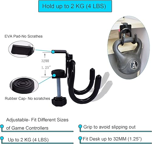 Miniatura 3 de YYST Soporte para control de juegos de montaje en escritorio, soporte de almacenamiento para PS3PS4PS5Xbox 360Xbox OneSXEliteSeries SSeries X,