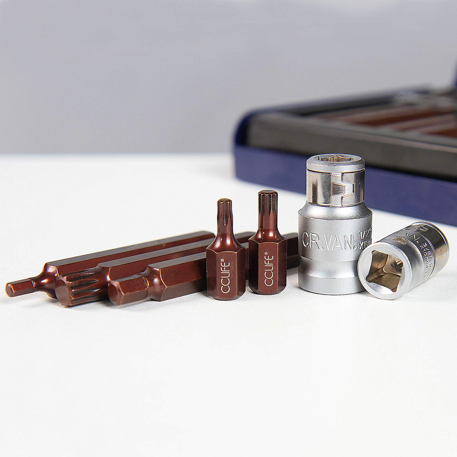 CCLIFE 40 piezas Juego de Puntas Torx XZN Puntas de Vaso Puntas Hexagonal S2 puntas T20-T55 M5-M12 H4-H12