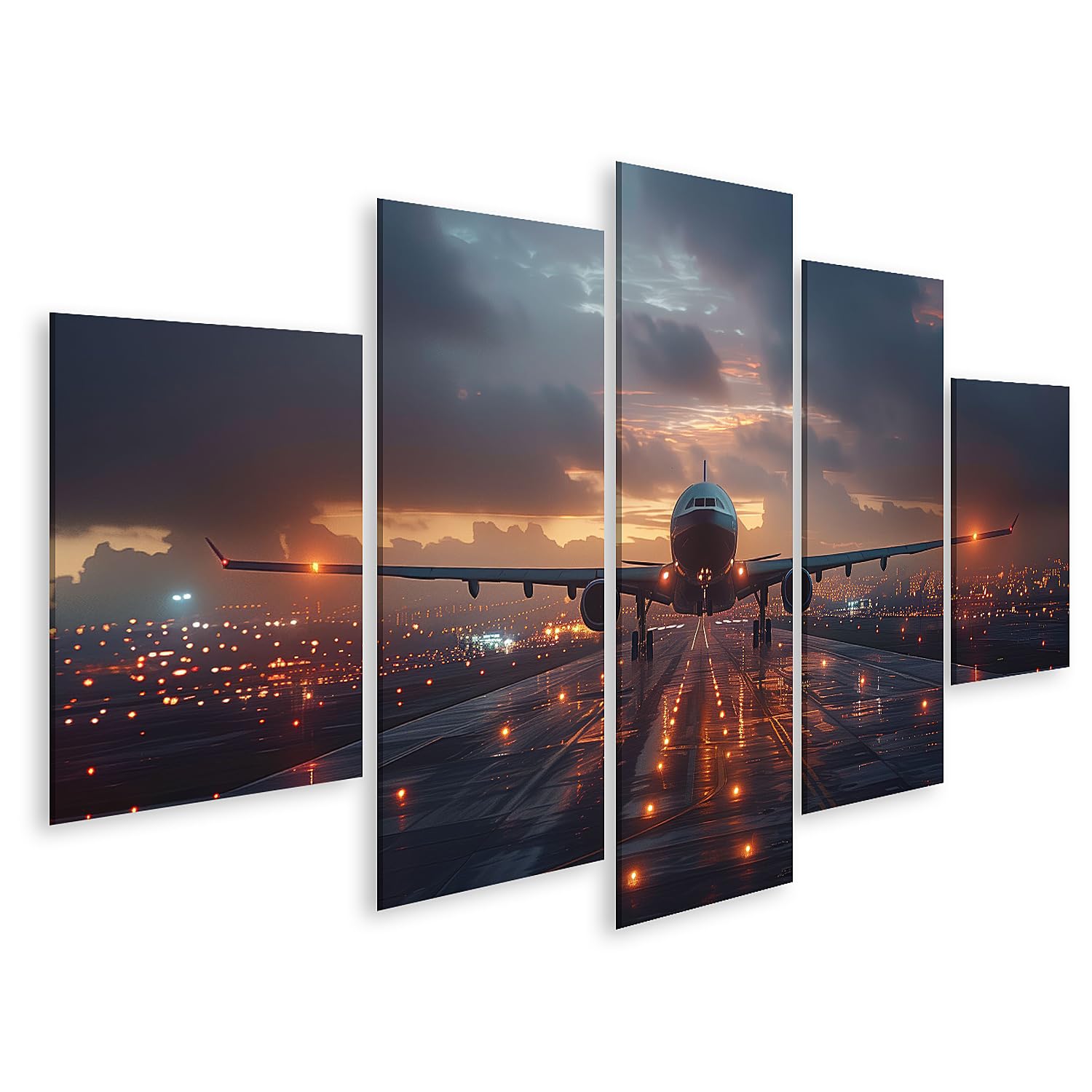 islandburner Immagine su tela aereo al tramonto in aeroporto illuminato immagini murali poster