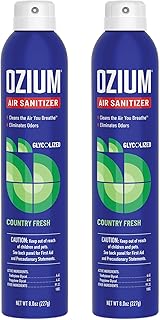 Ozium Air Sanitizer Spray - Room Odor Eliminator for Home, Car, and Office - Country Fresh Air Cleaner - 8 oz Can - 2 Pack