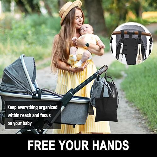 Miniatura 2 de Ganchos para cochecito de bebé para bolsas colgantes, accesorios universales para clips de cochecito, gancho de mamá para bolsa de pañales, carrito