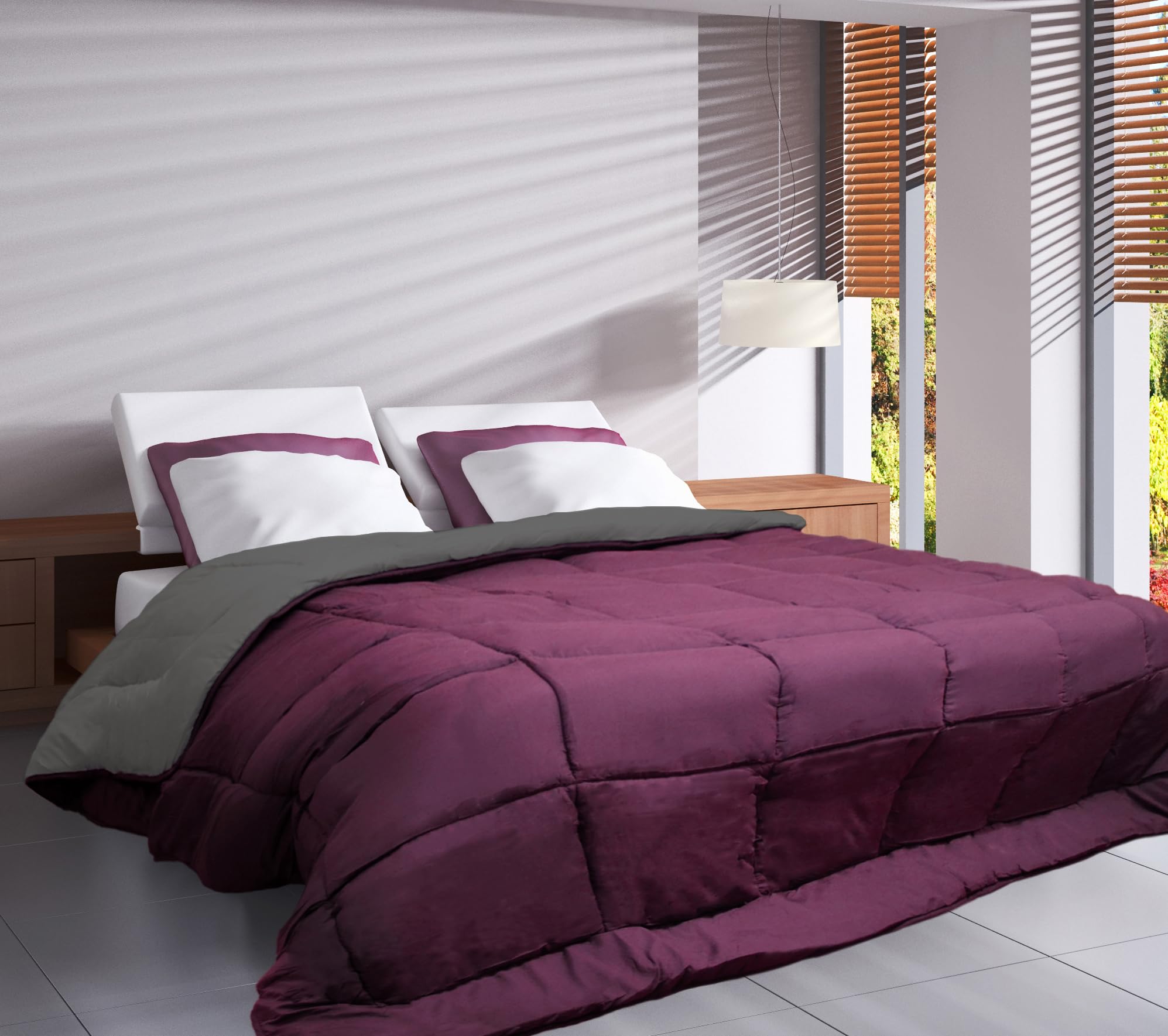 Toison d'Or Cocoon Duvet, Plum/Steel, 200 cm x 200 cm