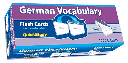 German Vocabulary 1000 Flash Cards a QuickStudy Tool