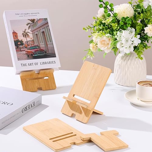 Miniatura 4 de Paquete de 6 soportes de bambú para exhibición, caballete natural para exhibición, soporte de exhibición de libros para la escuela de oficina en