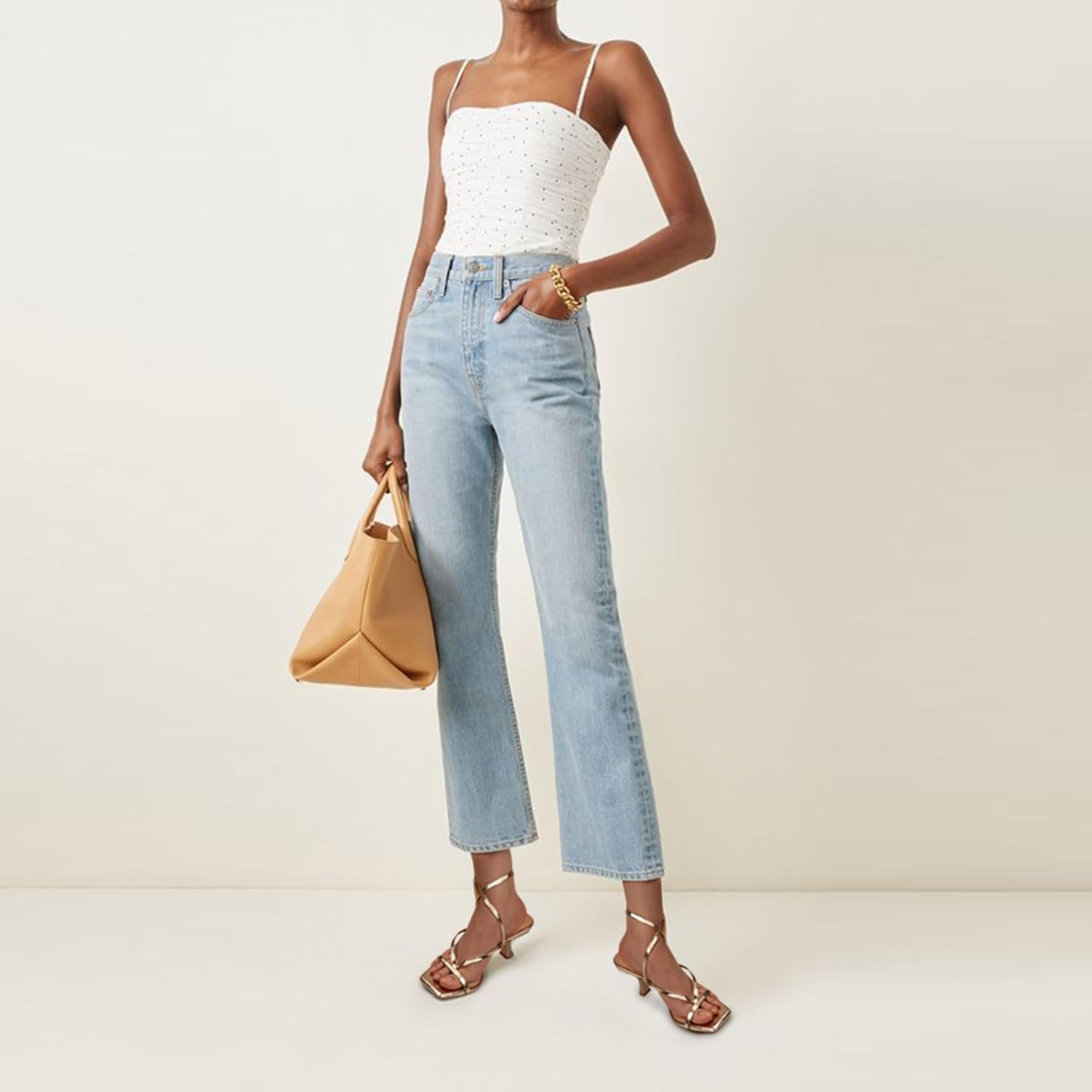 Women's Kitten Heel Strappy Open Square Toe Thong Ankle Strap Heels for Wedding - Image 3