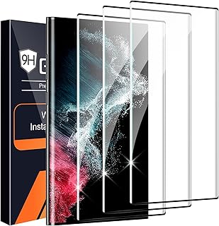 letosan 3 Pack Galaxy S22 Ultra Screen Protector, HD Clear Tempered Glass, Fingerprint Unlock, 3D Curved, Scratch Resistant, Bubble-Free for Samsung Galaxy S22 Ultra 5G Glass Screen Protector