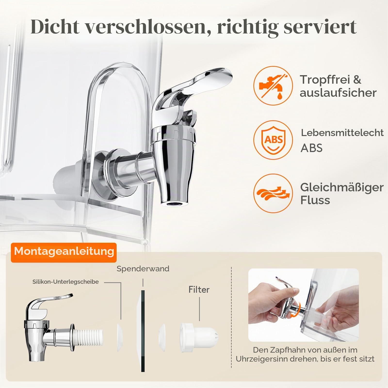 Lifewit 11,4L Getränkespender mit Zapfhahn, Ständer und Eiszylinder, 1 Stück Kunststoff Drink Dispenser mit Schild für Limonade Saft Tee Getränke, Water Dispenser für Partys Buffet, 45 x32cm/18x13