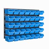 System magazynowy, regał ścienny 576 x 390 mm, 35 szt. pudełko, pudełka do układania w stos, półki magazynowe, bardzo mocne płyty ścienne, możliwość rozszerzenia, regał warsztatowy, regał magazynowy,