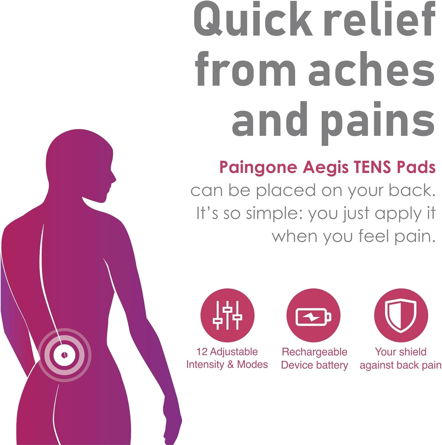 Paingone Aegis - The Powerful, Portable Tool That Can Help Relieve Lower Back Pain Quickly - Portable, Lightweight and Fits Discreetly Under Clothing - Wireless, Rechargeable and Remote Controlled
