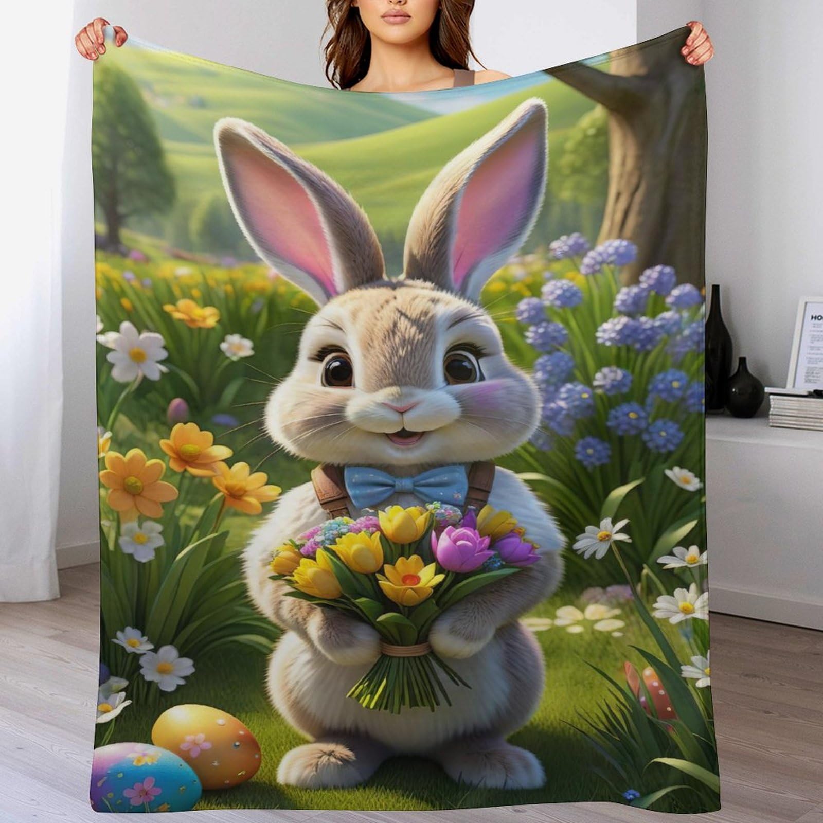Plaid couverture de lapin polaire pour vos voyages et soirees sur le balcon
