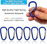 Vista 3 de 30PCS Aluminum Carabiner Clips, 2" D Shape Spring Snap Hooks Carabiner with 30PCS Keyring Keychain Hook