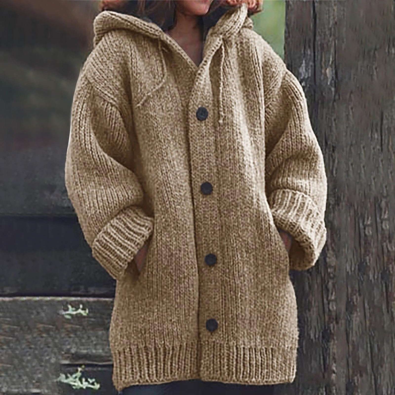 Cocila Jacke Damen Cardigan Damen-Cardigan Chiffon Mit Blumendruck, Puffärmeln, Lockeres Cover-Up, Lässige Blusen-Tops Dicker - Und Winterpullover, Großer Strickpullover, Mittellanger