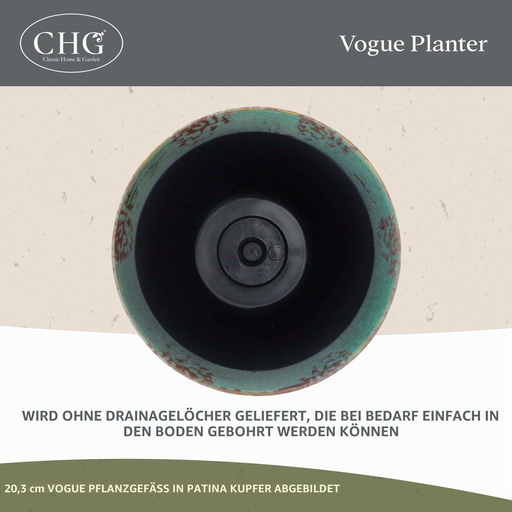 Classic Home and Garden Vogue Pflanztöpfe mit hochwertiger Keramikoberfläche, Moderne Blumentöpfe für drinnen und draußen, UV-beständige Veranda-Übertöpfe, dekorativer Topf für Blumen und Kräuter