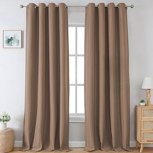 Miniatura 66 de H.VERSAILTEX Cortinas opacas de lino de 96 pulgadas de largo con aislamiento térmico para oscurecer la habitación, cortinas de lino con textura