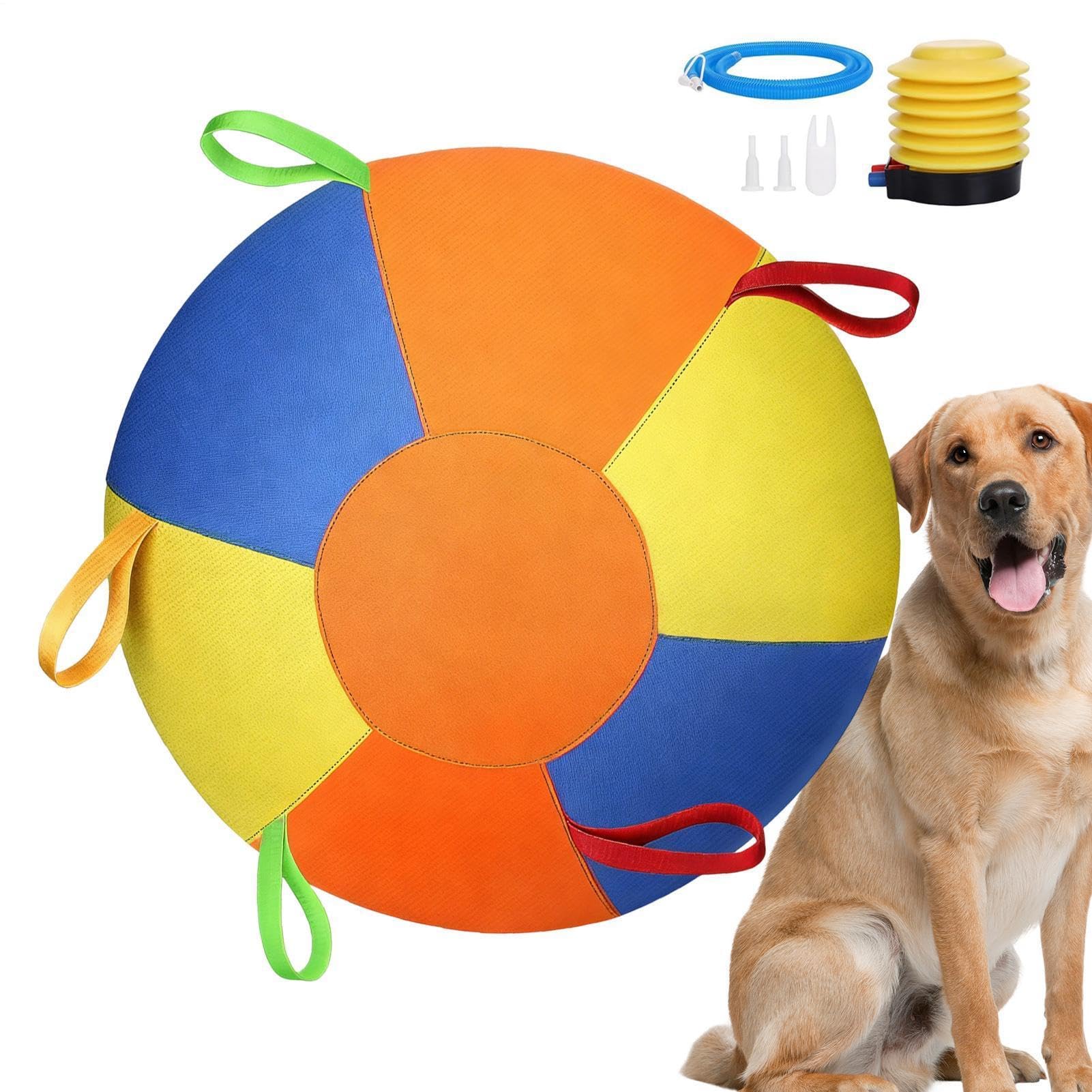 Hezudiay 25/45/55cm Giant Herding Ball For Dogs With Handle Tear-Resistant, Resistant Inflatable Big Ball Interactive Play Exercise Dog Toys For Aggressive Chewers Outdoor Play Exercise