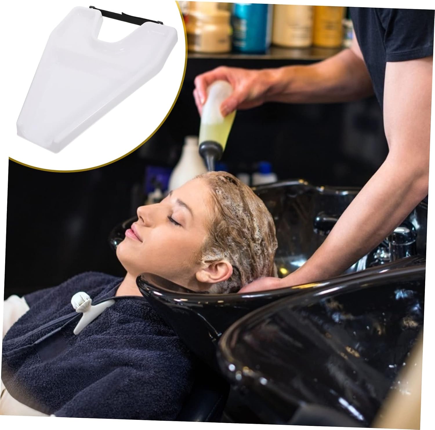 DOITOOL Hair Washing Bowl Shampoo Shoulder Rest Care Sink Tray Hair Washing Tray for Body Sink Neck Rest Basin Light