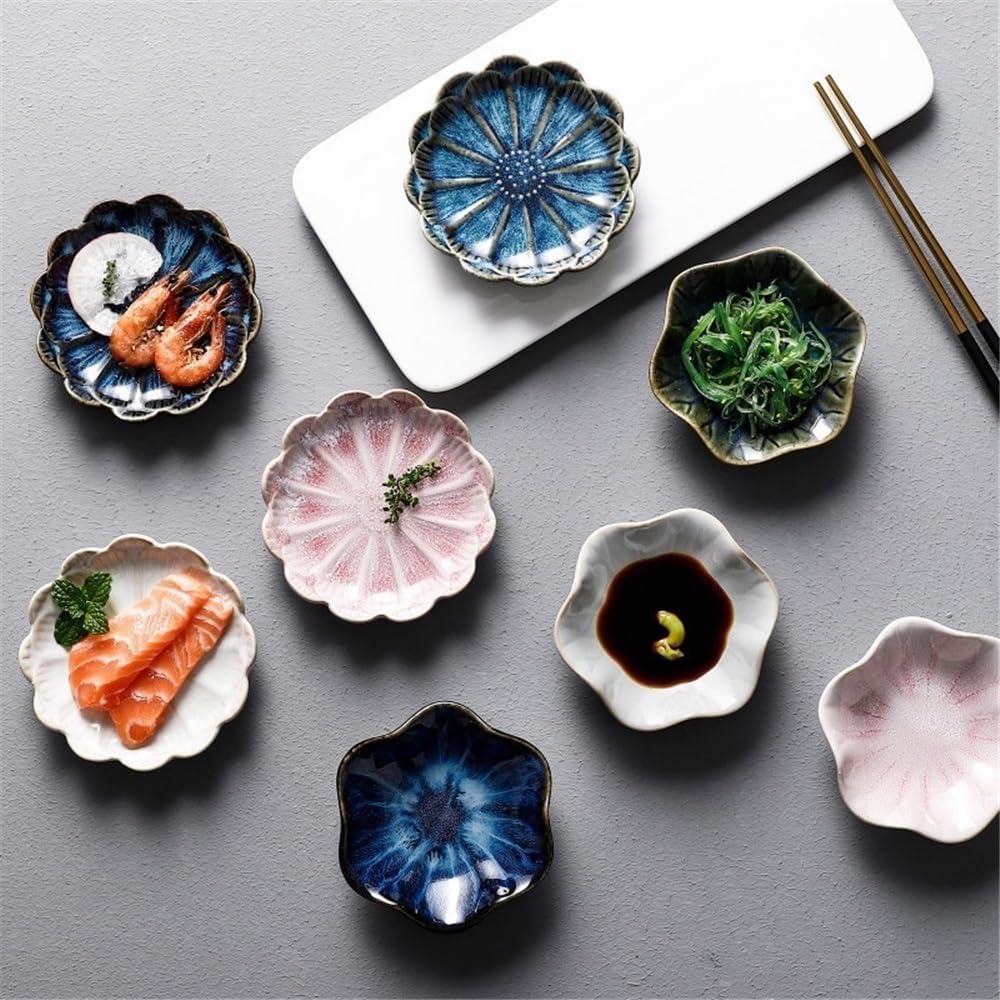 Bowl for Sauce Ceramic Plate Retro Kiln Glaze Multi-purpose Storage Tray Dipping Sashimi Sushi Soy Dishes
