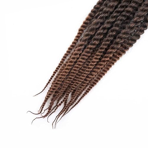 Miniatura 6 de Paquete de 7 extensiones de cabello sintético trenzado senegalés de ganchillo de 18 pulgadas, trenzas de ganchillo estilo Habana Twist para mujeres